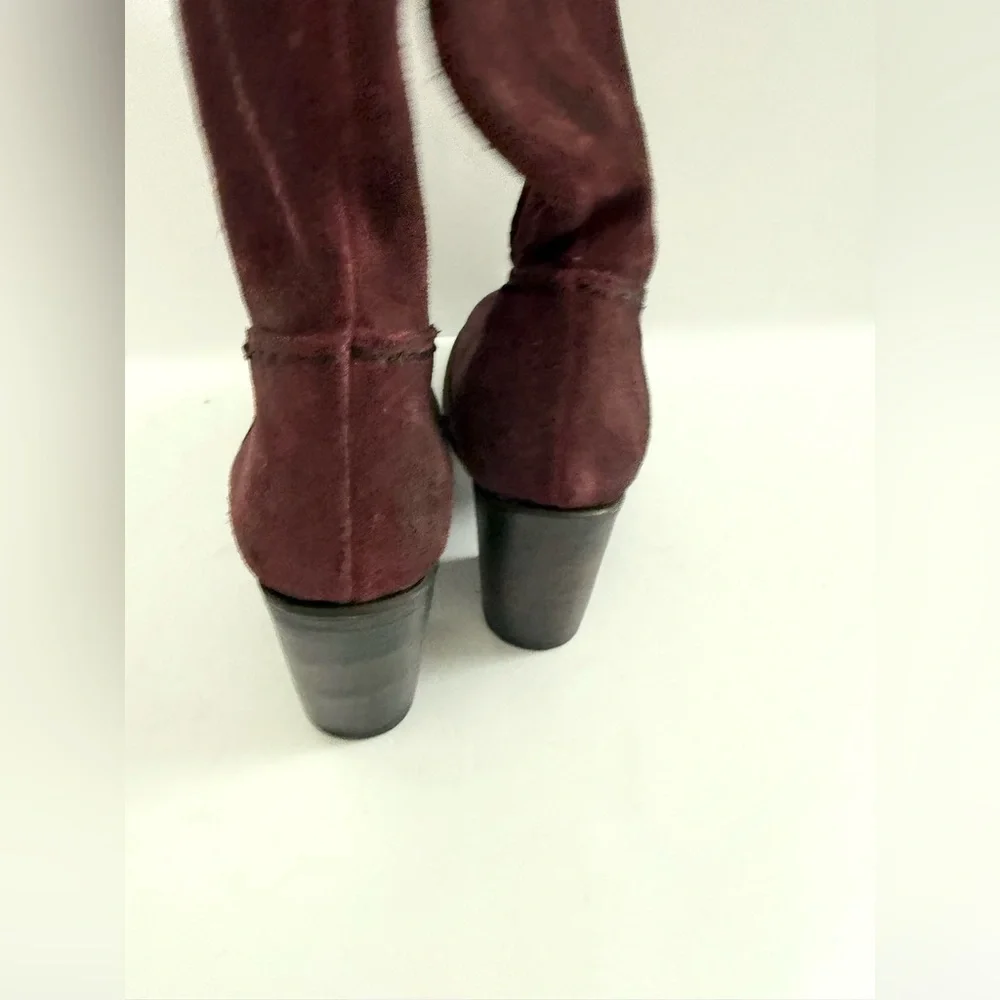 Women's Over-the-Knee Suede Boots in Burgundy